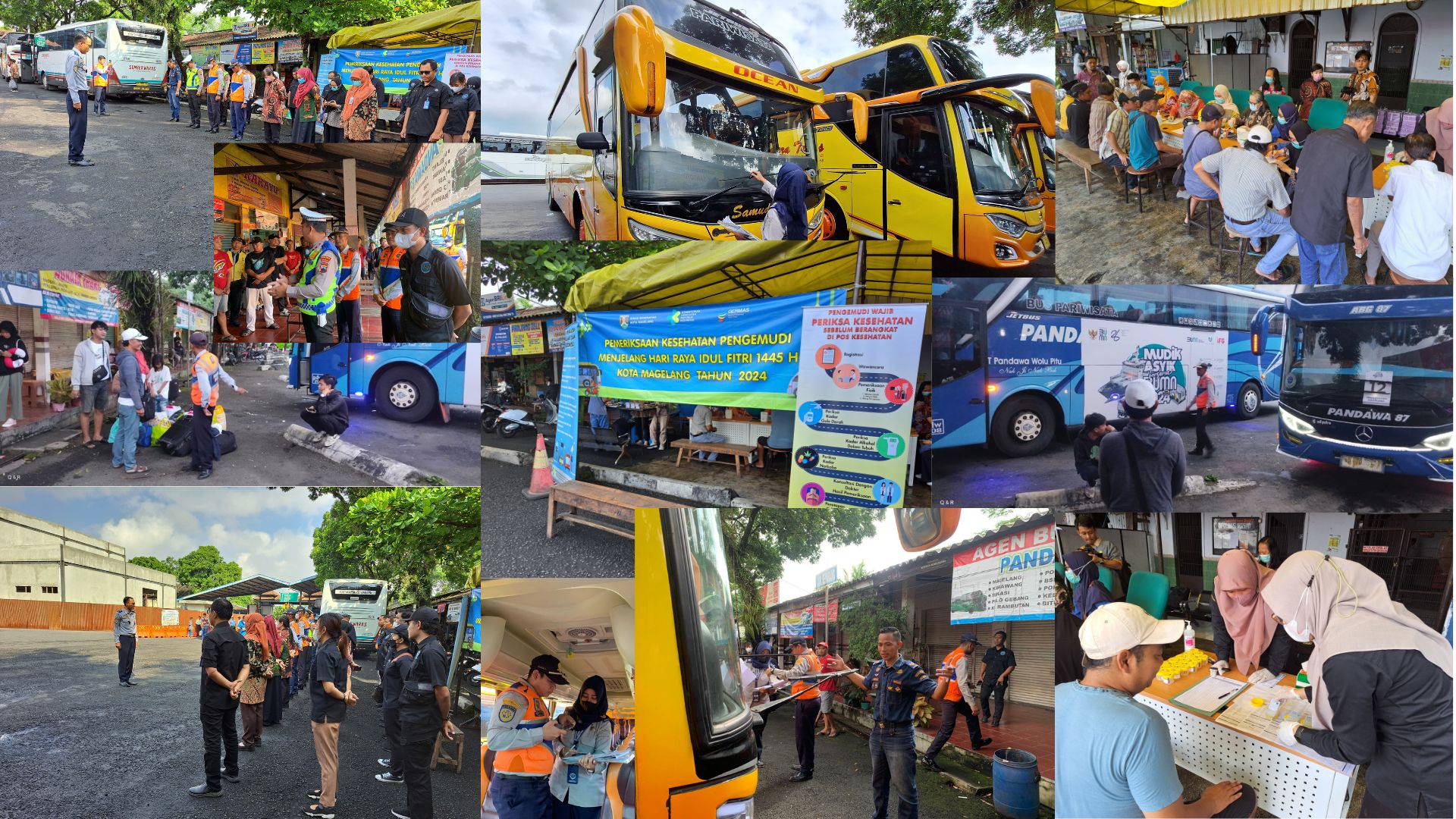 PEMERIKSAAN KELAIKAN BUS DAN KESEHATAN PARA CREW BUS MENJELANG IDUL FITRI 1445H/2024 M